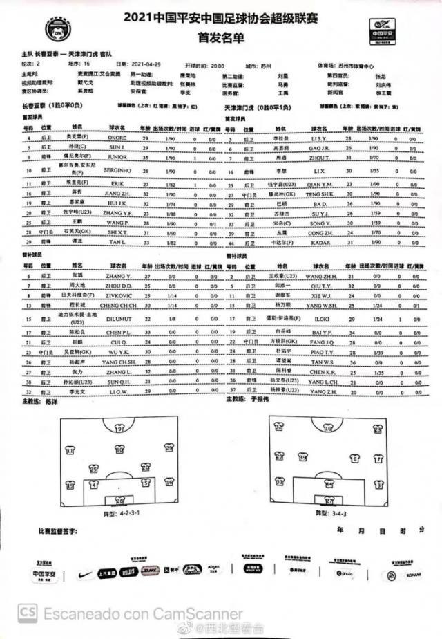 亚泰vs津门虎首发：惠家康反戈旧主 李想带伤上阵